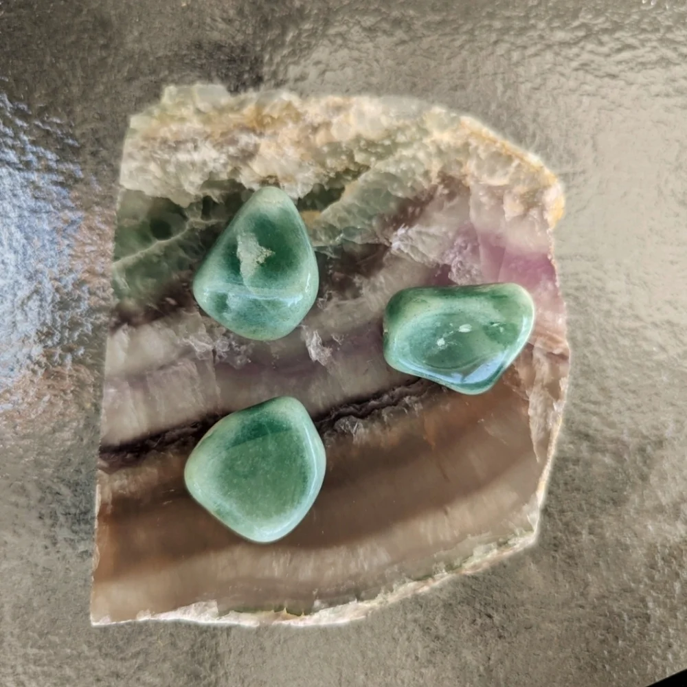 Three Green Tumbeled Adventurine Stones